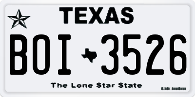 TX license plate BOI3526