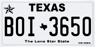 TX license plate BOI3650