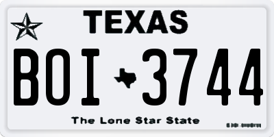 TX license plate BOI3744