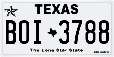 TX license plate BOI3788