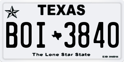 TX license plate BOI3840