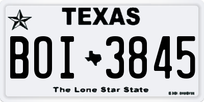 TX license plate BOI3845