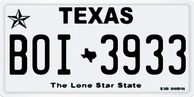 TX license plate BOI3933