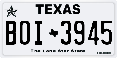 TX license plate BOI3945