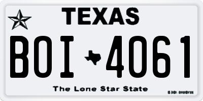 TX license plate BOI4061
