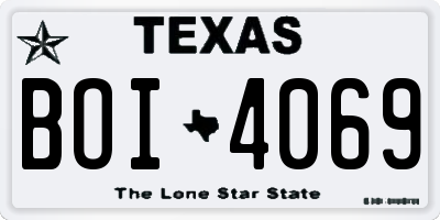TX license plate BOI4069
