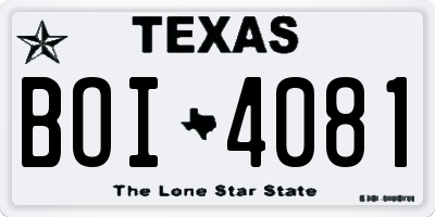 TX license plate BOI4081