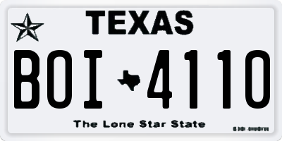 TX license plate BOI4110