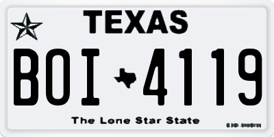 TX license plate BOI4119