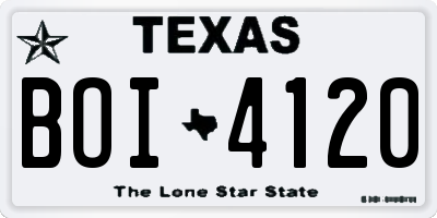 TX license plate BOI4120