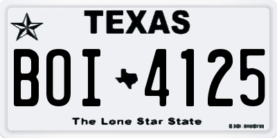 TX license plate BOI4125
