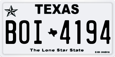 TX license plate BOI4194