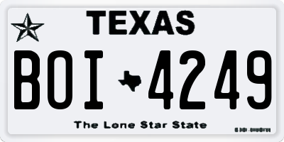 TX license plate BOI4249