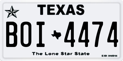TX license plate BOI4474