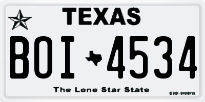 TX license plate BOI4534