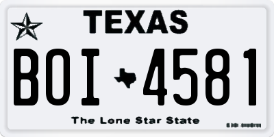 TX license plate BOI4581