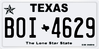 TX license plate BOI4629