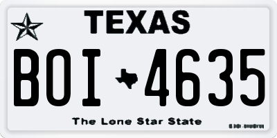 TX license plate BOI4635