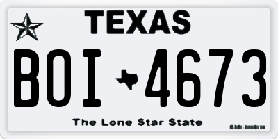 TX license plate BOI4673