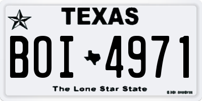 TX license plate BOI4971
