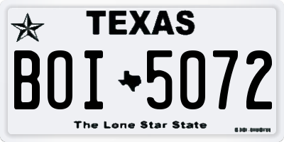 TX license plate BOI5072