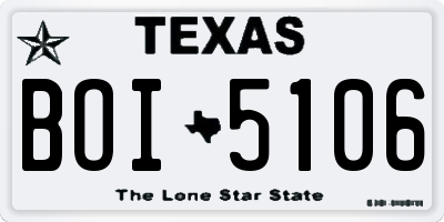 TX license plate BOI5106