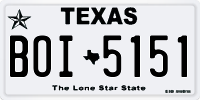 TX license plate BOI5151