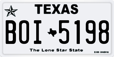 TX license plate BOI5198