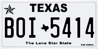 TX license plate BOI5414
