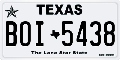 TX license plate BOI5438
