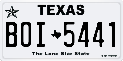 TX license plate BOI5441