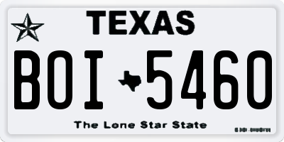 TX license plate BOI5460
