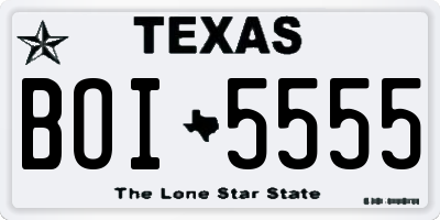 TX license plate BOI5555