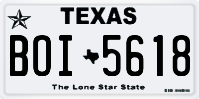 TX license plate BOI5618