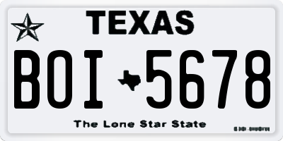 TX license plate BOI5678