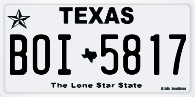 TX license plate BOI5817