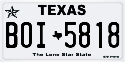 TX license plate BOI5818