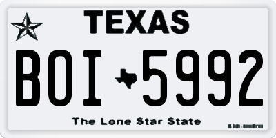 TX license plate BOI5992