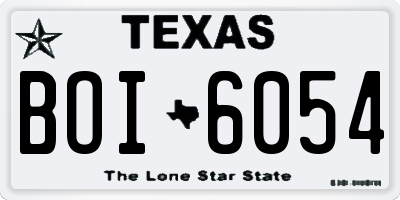 TX license plate BOI6054