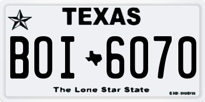 TX license plate BOI6070