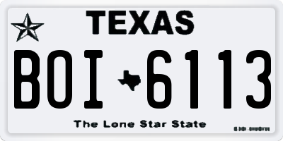 TX license plate BOI6113