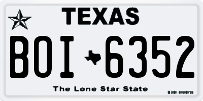 TX license plate BOI6352