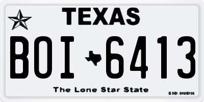 TX license plate BOI6413
