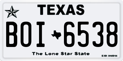 TX license plate BOI6538