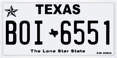 TX license plate BOI6551