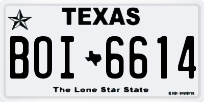 TX license plate BOI6614