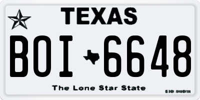 TX license plate BOI6648