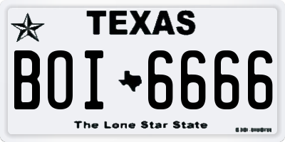 TX license plate BOI6666