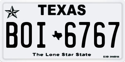 TX license plate BOI6767
