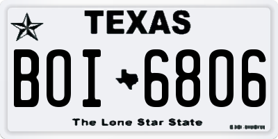 TX license plate BOI6806